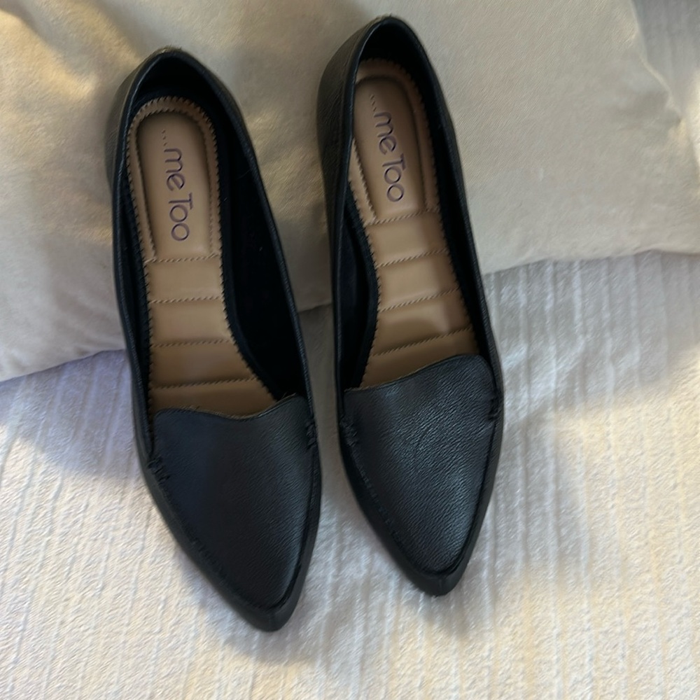 NWT - Black Genuine Leather Adorable Flats - Size 9.5 Me Too